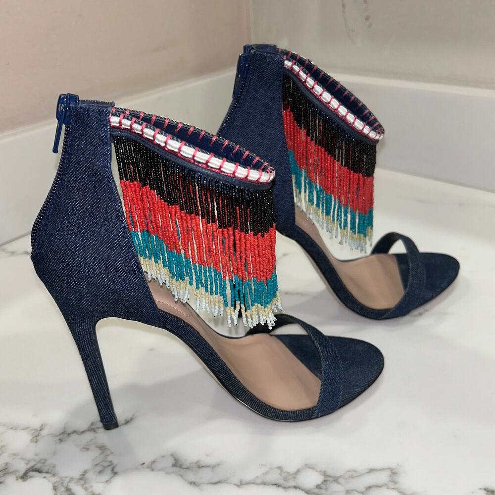 Aldo Denim Heel With Beaded Detail Women's Size 7.5 - Picture 5 of 10
